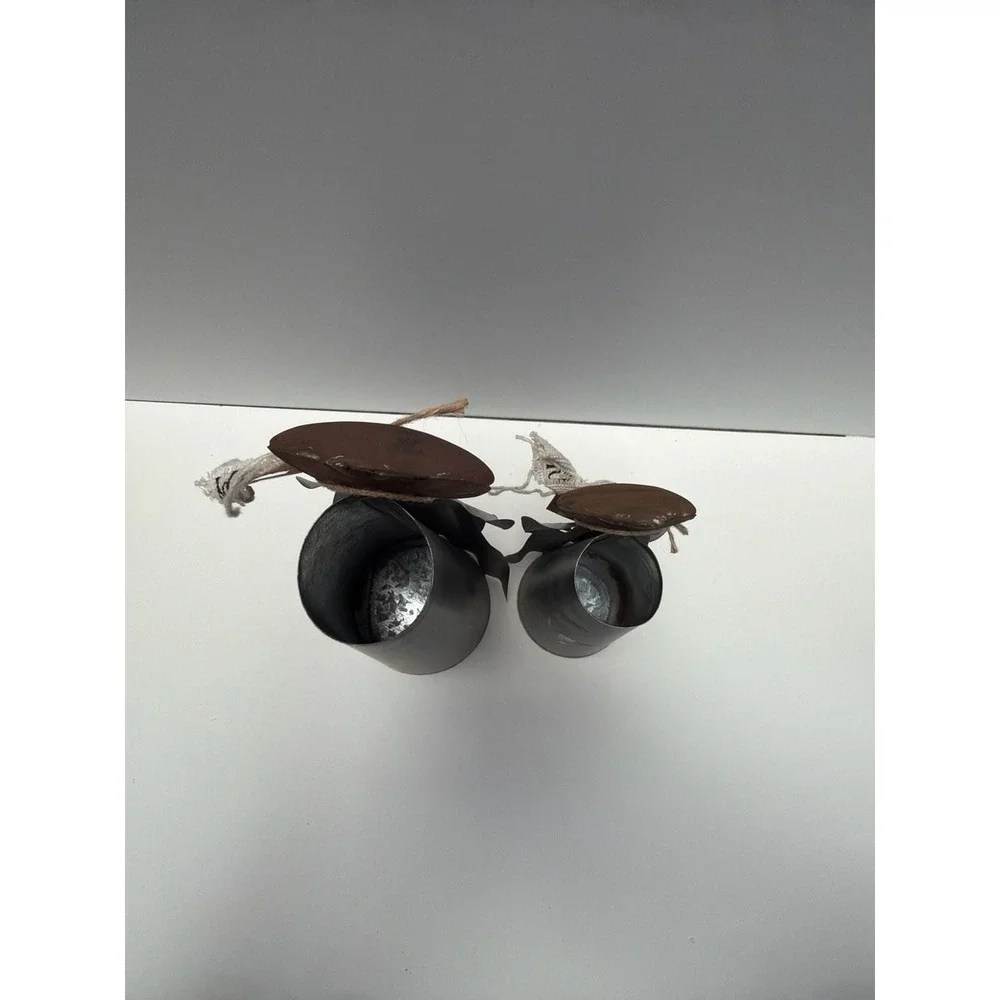 Mud Pie Set of 2 Galvanized Metal Halloween Witch Figures with Broom and‎ Cat
